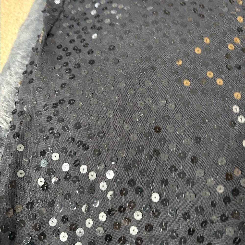 Vintage Y2K 2000s edgy cocktail boho disco sequin midi black skirt size 25